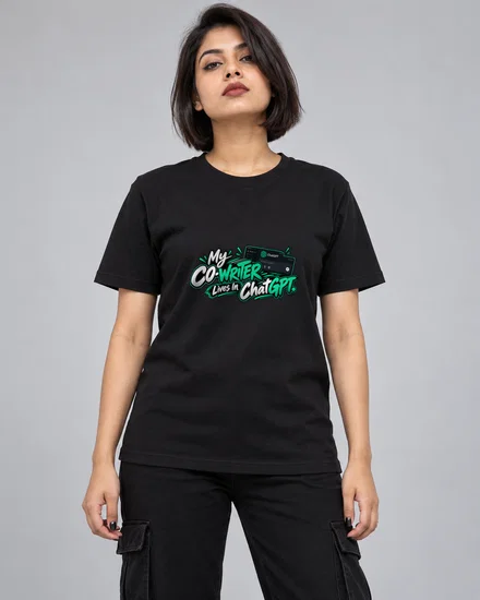 My Co-Writer Lives In ChatGPT printed T-shirt for women