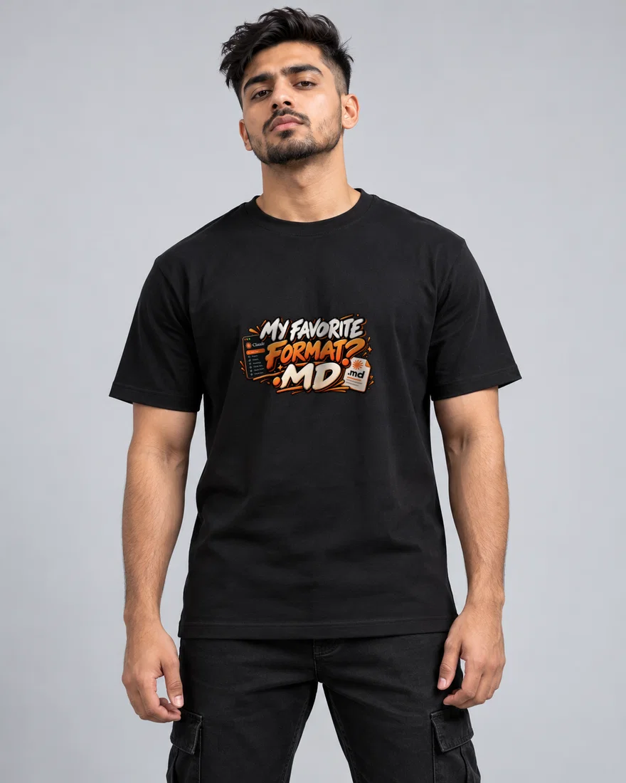My Favorite Format - .MD printed T-shirt, black