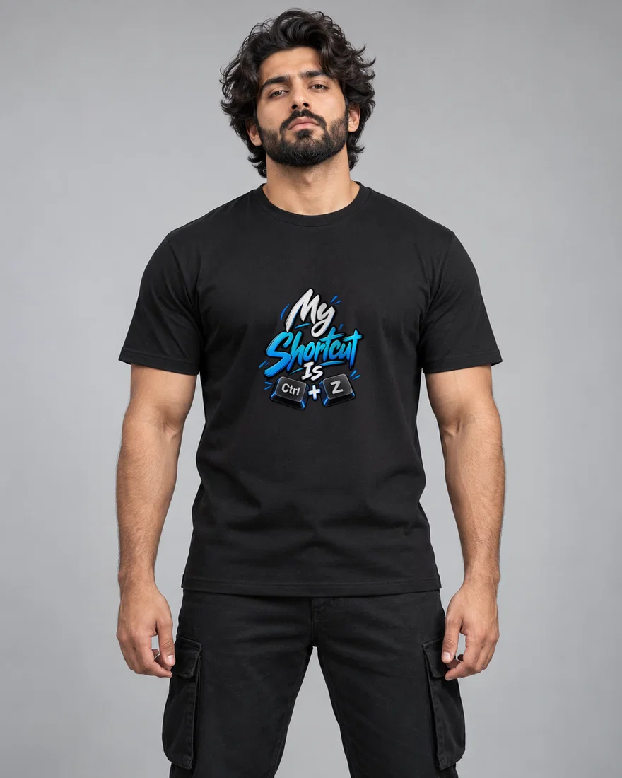 My Shortcut Is Ctrl Z printed T-shirt, black