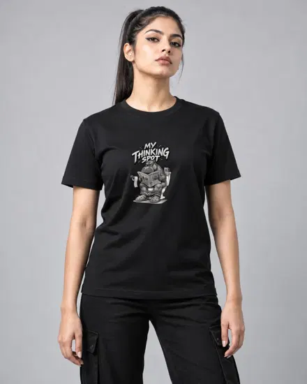 My Thinking Spot Hippo printed T-shirt for men and women