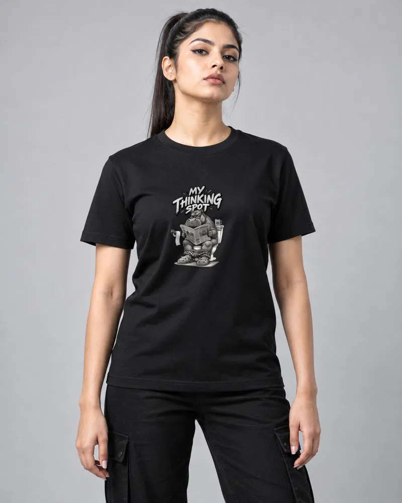 My Thinking Spot Hippo printed T-shirt, black