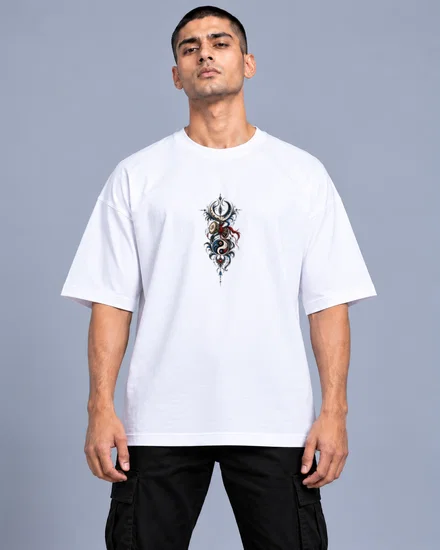 Mystical Crescent And Yin-Yang Tattoo Totem printed T-shirt for men and women