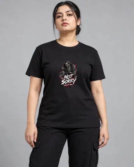 Not Sorry Hooded Skull printed T-shirt for men and women