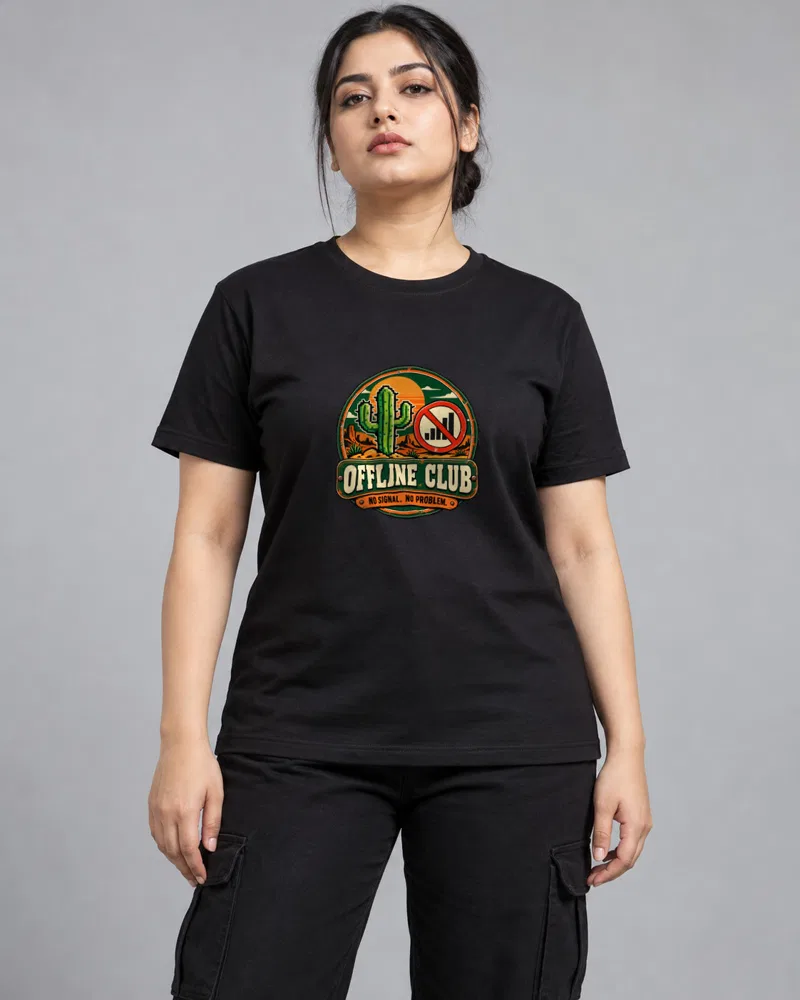 Offline Club Cactus printed T-shirt, black
