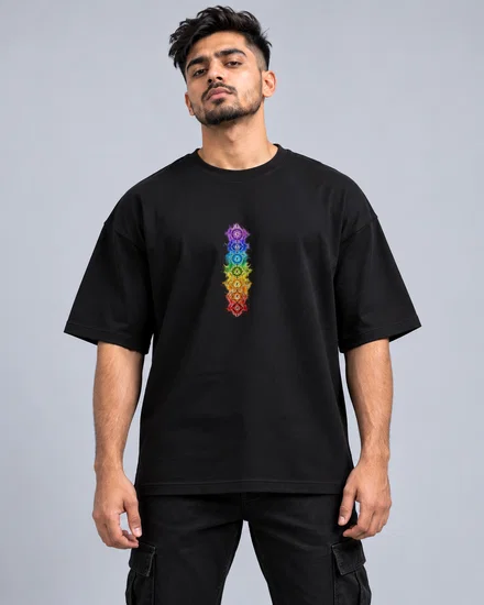 Ornamental Chakra Mandala Column printed T-shirt for men and women