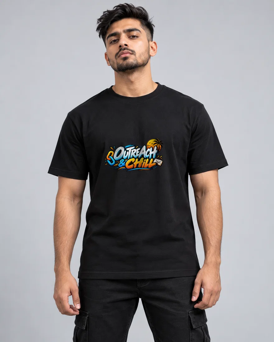 Outreach & Chill printed T-shirt, black