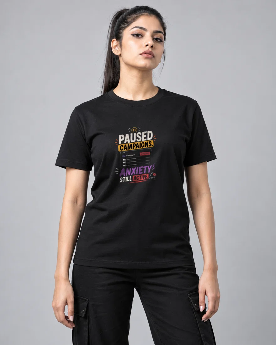 Paused campaigns. Anxiety still active printed T-shirt, black
