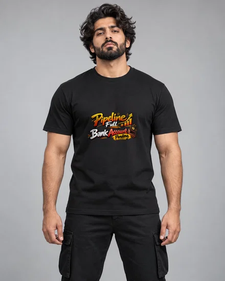 Pipeline Full. Bank Account Pending printed T-shirt for men