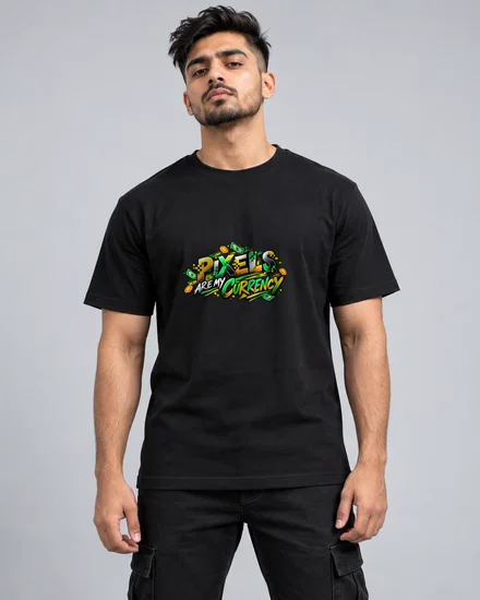 Pixels Are My Currency printed T-shirt for men