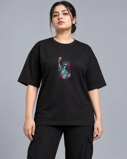 Pop-Art Statue Of Liberty With Ice Cream printed T-shirt for women