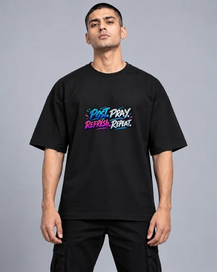Post. Pray. Refresh. Repeat printed T-shirt for men and women