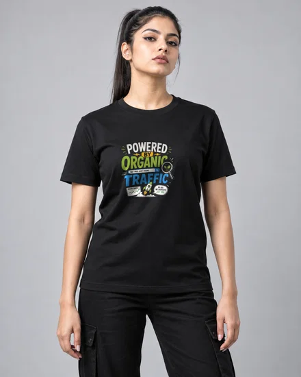 Powered by Organic Traffic printed T-shirt for men and women