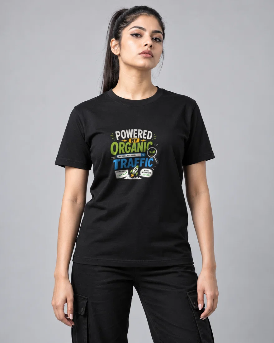 Powered by Organic Traffic printed T-shirt, black