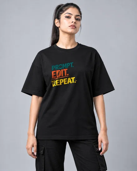 Prompt. Edit. Repeat printed T-shirt for men and women