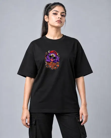 Purple Monster Peace Sign printed T-shirt for men and women