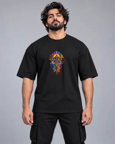 Rainbow Chakra Shiva In Meditation printed T-shirt for men and women