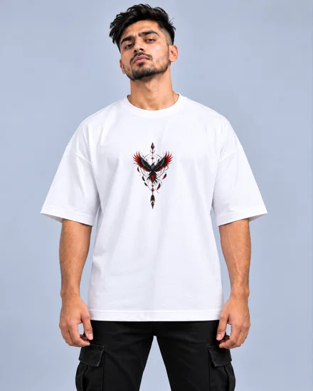 Raven Compass Spear Emblem printed T-shirt for men and women