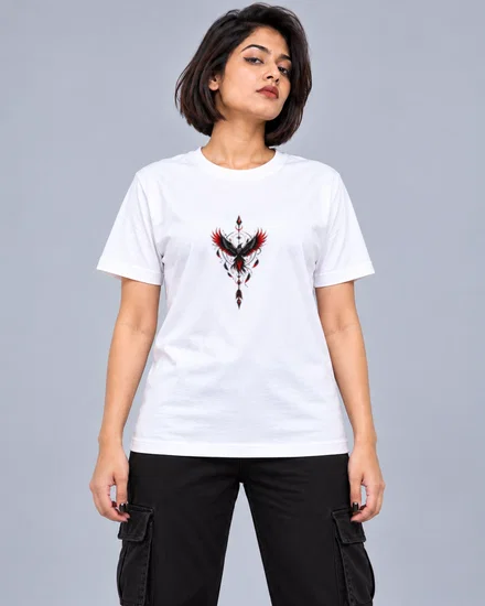 Raven Compass Spear Emblem printed T-shirt for women