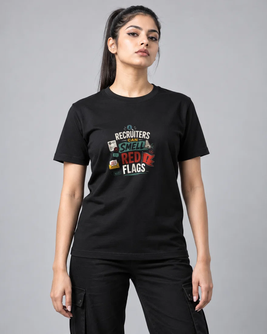 Recruiters Can Smell Red Flags printed T-shirt, black