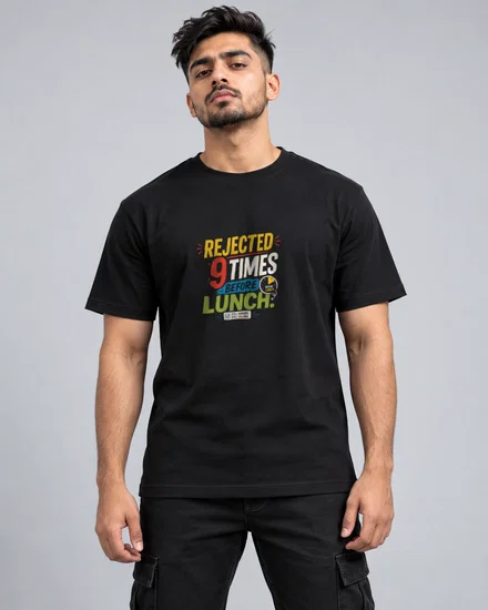 Rejected 9 Times Before Lunch printed T-shirt for men