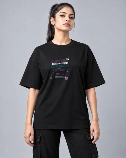 Rendering the adult version of buffering your patience printed T-shirt for men and women