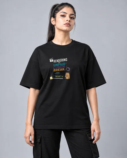 Rendering the unpaid lunch break printed T-shirt for men and women