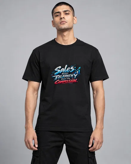 Sales - Because Telepathy Doesn't Pay Commission printed T-shirt for men