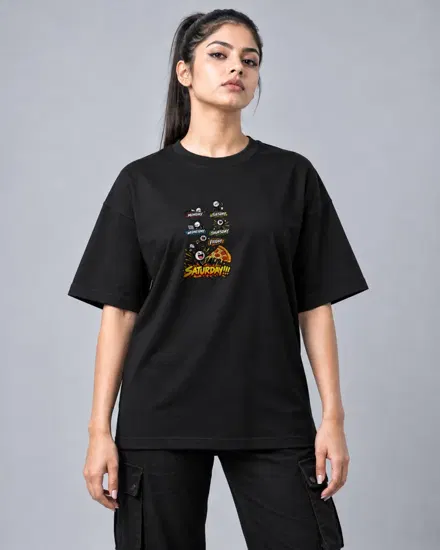 Saturday Pizza Mood printed T-shirt for men and women