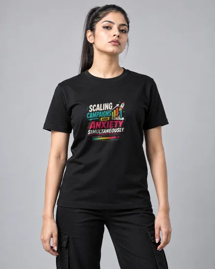 Scaling campaigns and anxiety simultaneously printed T-shirt for men and women