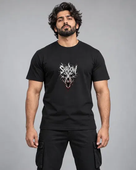 Shadow Wolf Skull printed T-shirt for men