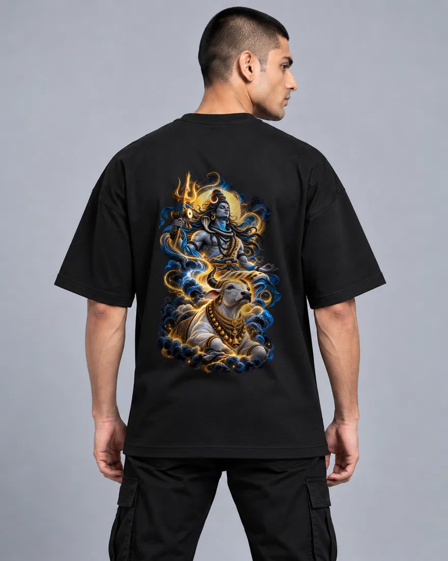 Close view of the Shiva and Nandi back print