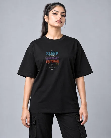 Sleep is just a temporary shutdown printed T-shirt for men and women