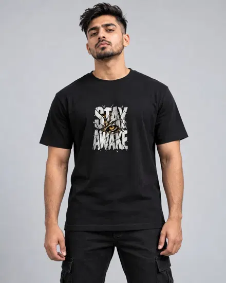 Stay Awake Tiger Eye printed T-shirt for men