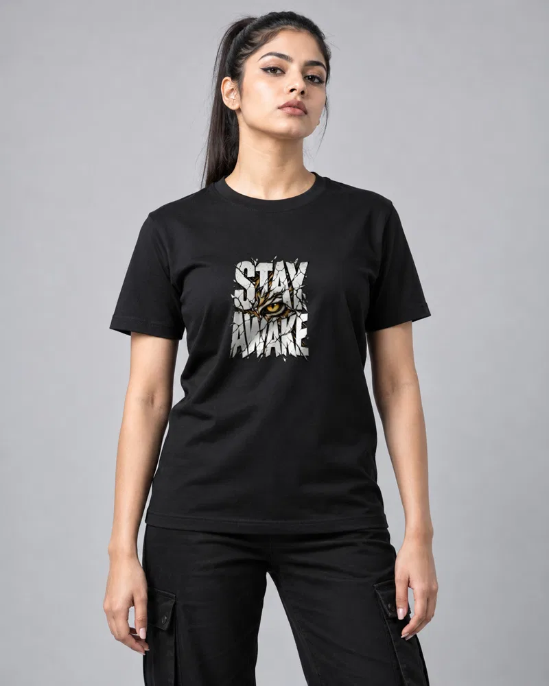 Stay Awake Tiger Eye printed T-shirt, black