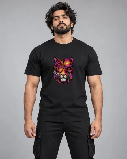 Sunset Tiger in Shades printed T-shirt for men