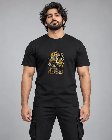 Swaggering Graffiti Goose On Boombox printed T-shirt for men and women