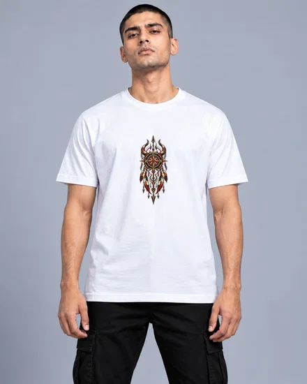 Symmetrical Tribal Compass Totem Emblem printed T-shirt for men