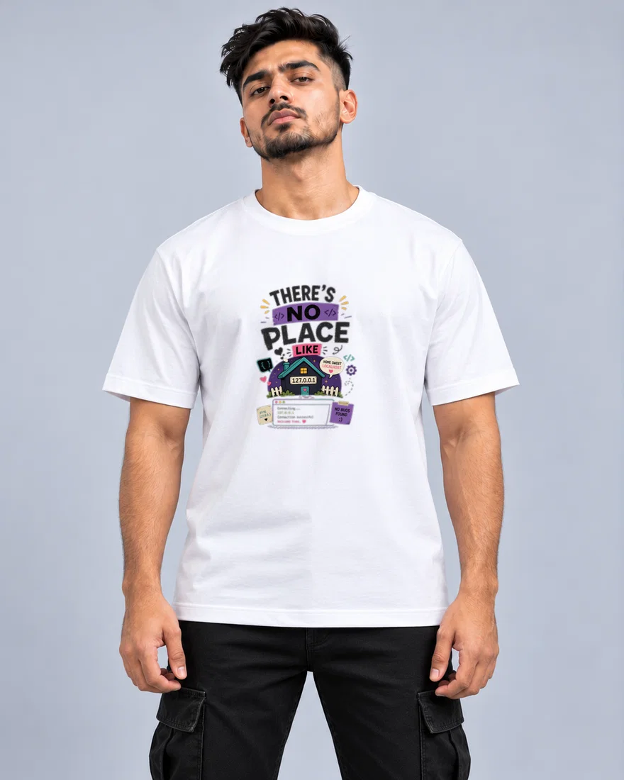 The code is fine printed T-shirt, white