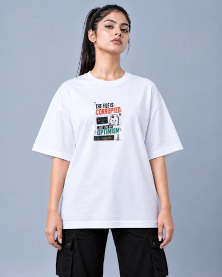 The file is corrupted. Just like my optimism printed T-shirt for men and women