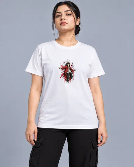 Triumphant Rockstar In Red And Ink printed T-shirt for women