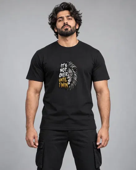 Until I Win Lion printed T-shirt for men