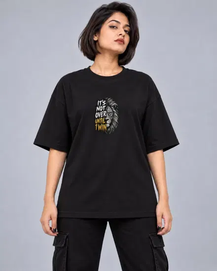 Until I Win Lion printed T-shirt for men and women