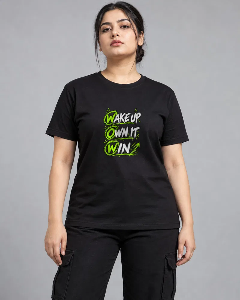 Wake Up Own It Win printed T-shirt, black